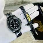 Full Black RLX Yach Submarine Watches & Bracelet Combo