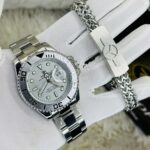 Silver White RLX Yach Submarine Watches & Bracelet Combo 